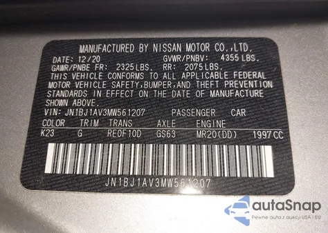 2021 Nissan Rogue Sport S Fwd Xtronic Cvt from USA, damaged, VIN JN1BJ1AV3MW561207